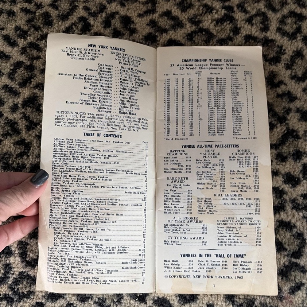 1963 New York Yankees Press TV Radio Guide Media Handbook MLB Mickey Mantle Era - Picture 4 of 9